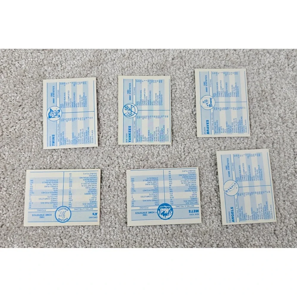 Fleer MLB Baseball‎ Team Logo Sticker Cards Lot of 6 Vintage 1982 Stats
